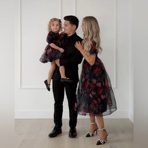 NWT Short Sleeve Organza Flared Dress - Ruby Blooms Size 0